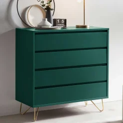 Wohnen Sideboards & Kommoden|Flurkommoden*90x90x40 cm 4 Schubladen Kommode in Grün - Ricriava