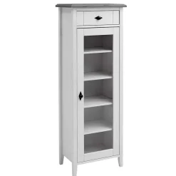 Wohnen 55x149x35 cm Badezimmer Vitrine in Weiß & Grau - Mirandesca