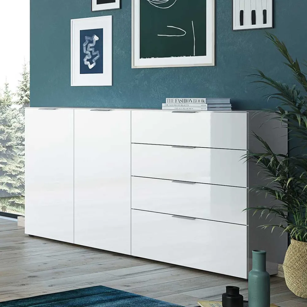 Wohnen 184x101x42 cm Design Sideboard mit Glas Beschichtung - Daven