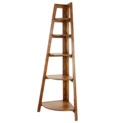 Wohnen Wohnzimmer-Regale|Esszimmerregale*64x148x44 cm Eckregal aus Akazie Massivholz - Skylive