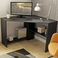 Wohnen Schwarze Möbel|Bürotische*80x73x80 cm Eckschreibtisch in Schwarzgrau - Gionna