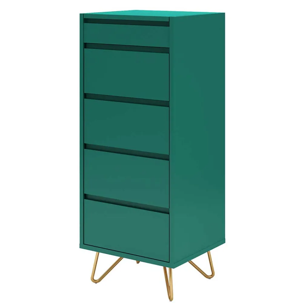 Wohnen 45x110x40 cm Grüne Hochkommode mit Spiegel - Ricriava