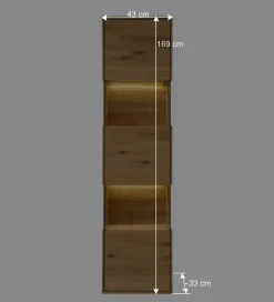 Wohnen Vitrinen|Wohnzimmer-Vitrinen*43x169x33 cm Hängevitrine aus Wildeiche - Obinson