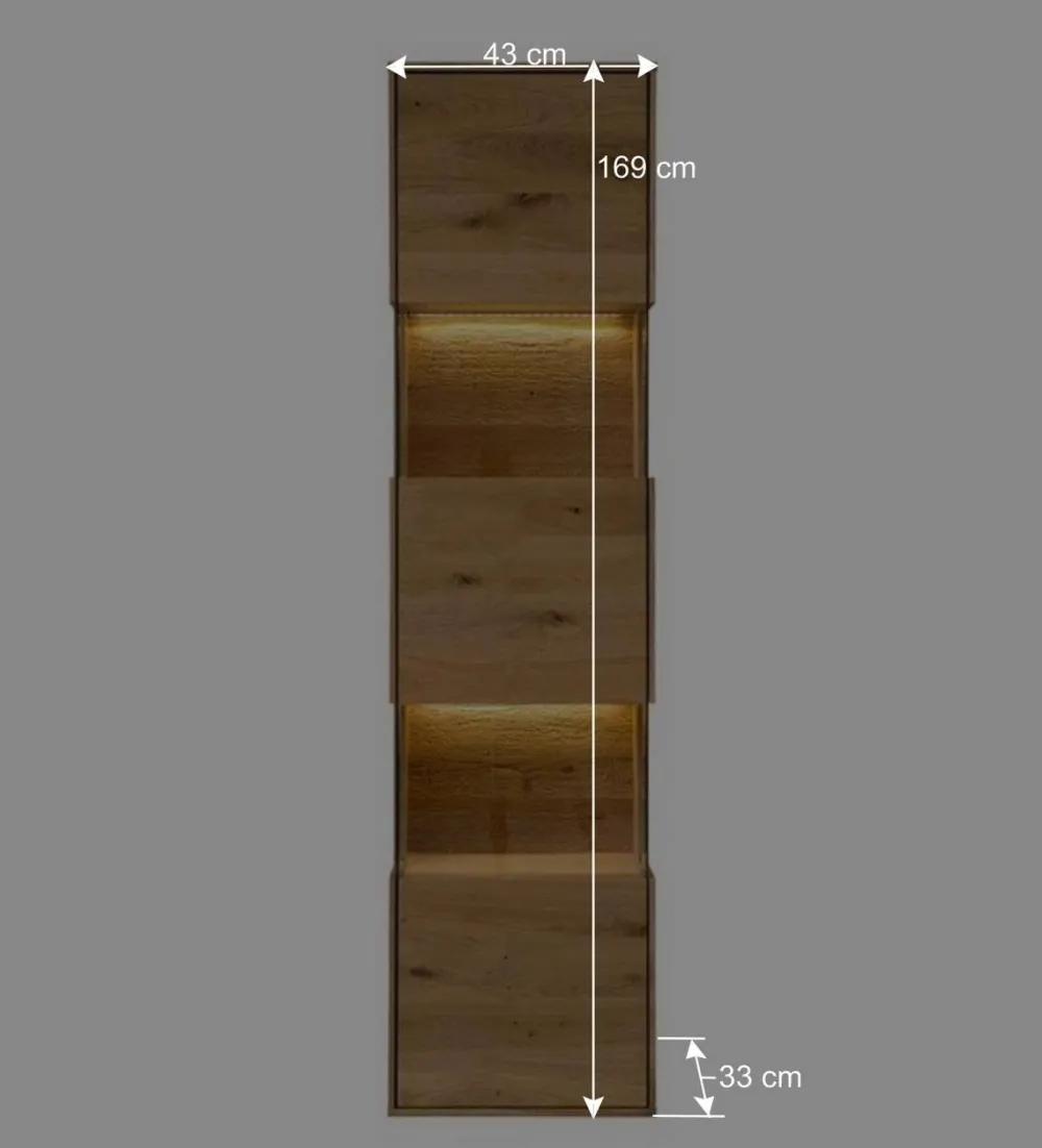 Wohnen Vitrinen|Wohnzimmer-Vitrinen*43x169x33 cm Hängevitrine aus Wildeiche - Obinson