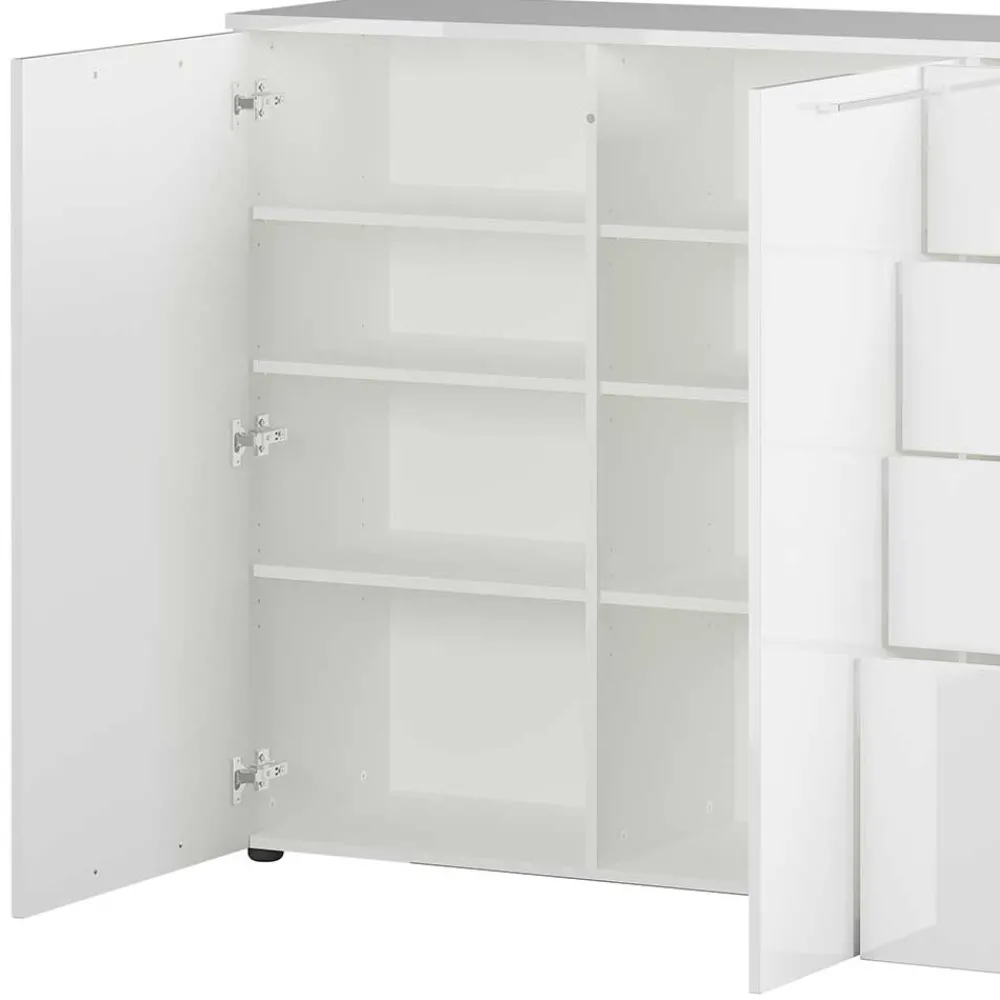 Wohnen Sideboards & Kommoden|Sideboards & Kommoden*186x107x40 cm Hochglanz Sideboard in Weiß - Alida