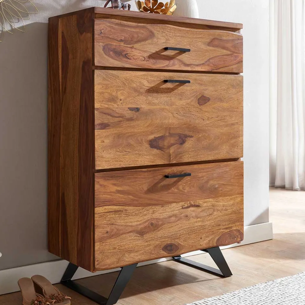 Wohnen Flurkommoden*80x120x42 cm Hochkommode aus Sheesham massiv - Elmin