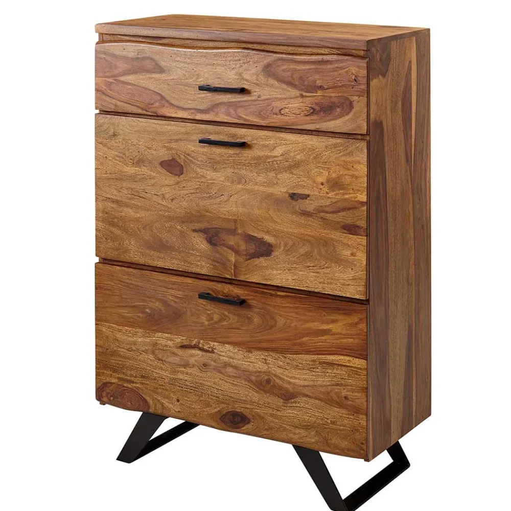 Wohnen Flurkommoden*80x120x42 cm Hochkommode aus Sheesham massiv - Elmin