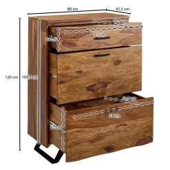 Wohnen Flurkommoden*80x120x42 cm Hochkommode aus Sheesham massiv - Elmin