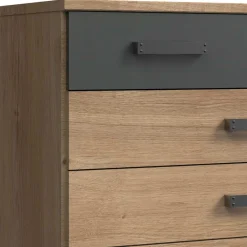 Wohnen 91x103x40 cm Hochkommode in Plankeneiche NB & Grau - Corpus