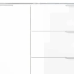 Wohnen 134x101x42 cm Kommode in Weiß mit Glas - Rufu