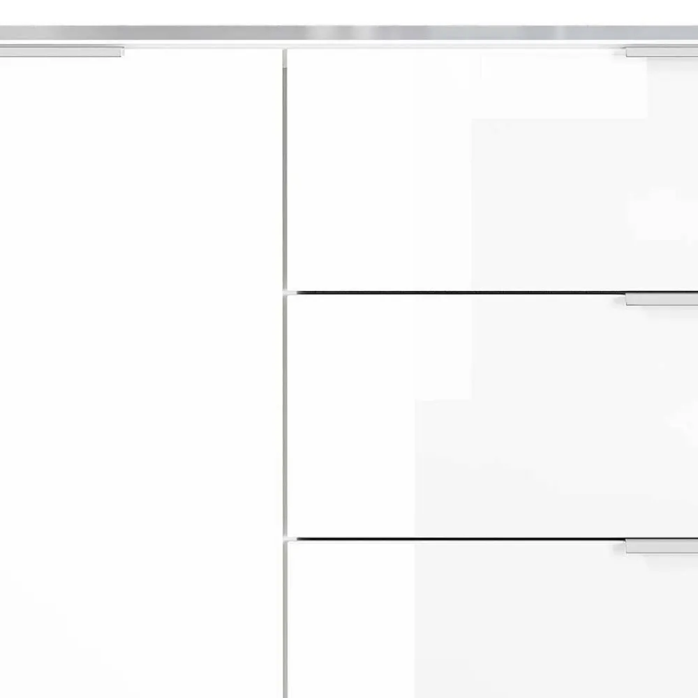 Wohnen 134x101x42 cm Kommode in Weiß mit Glas - Rufu