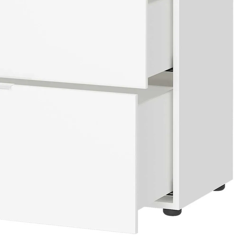 Wohnen 134x101x42 cm Kommode in Weiß mit Glas - Rufu