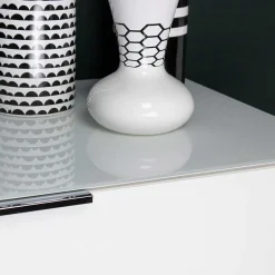 Wohnen 134x101x42 cm Kommode in Weiß mit Glas - Rufu