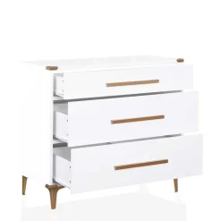 Wohnen 91x81x46 cm Kommode in Weiß und Messing - Onan