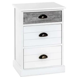 Wohnen 41x60x31 cm Landhaus Nachtkommode aus Paulownia massiv - Geroga