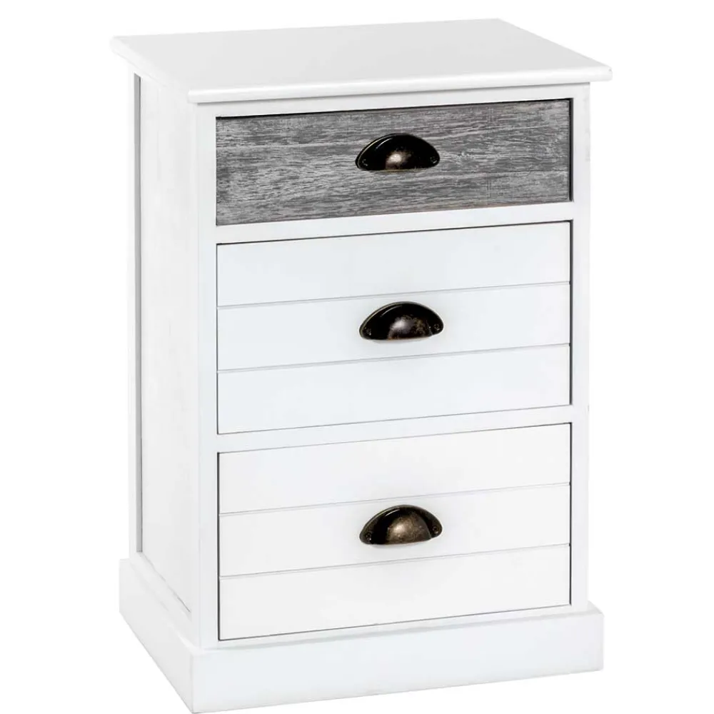 Wohnen 41x60x31 cm Landhaus Nachtkommode aus Paulownia massiv - Geroga