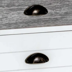 Wohnen 41x60x31 cm Landhaus Nachtkommode aus Paulownia massiv - Geroga