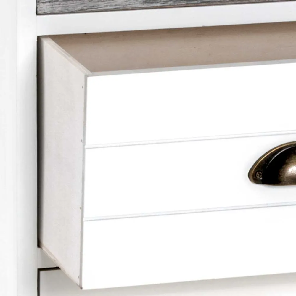 Wohnen 41x60x31 cm Landhaus Nachtkommode aus Paulownia massiv - Geroga