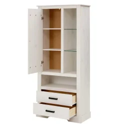 Wohnen 75x170x35 cm Landhaus Schrank in Weiß - Manduza