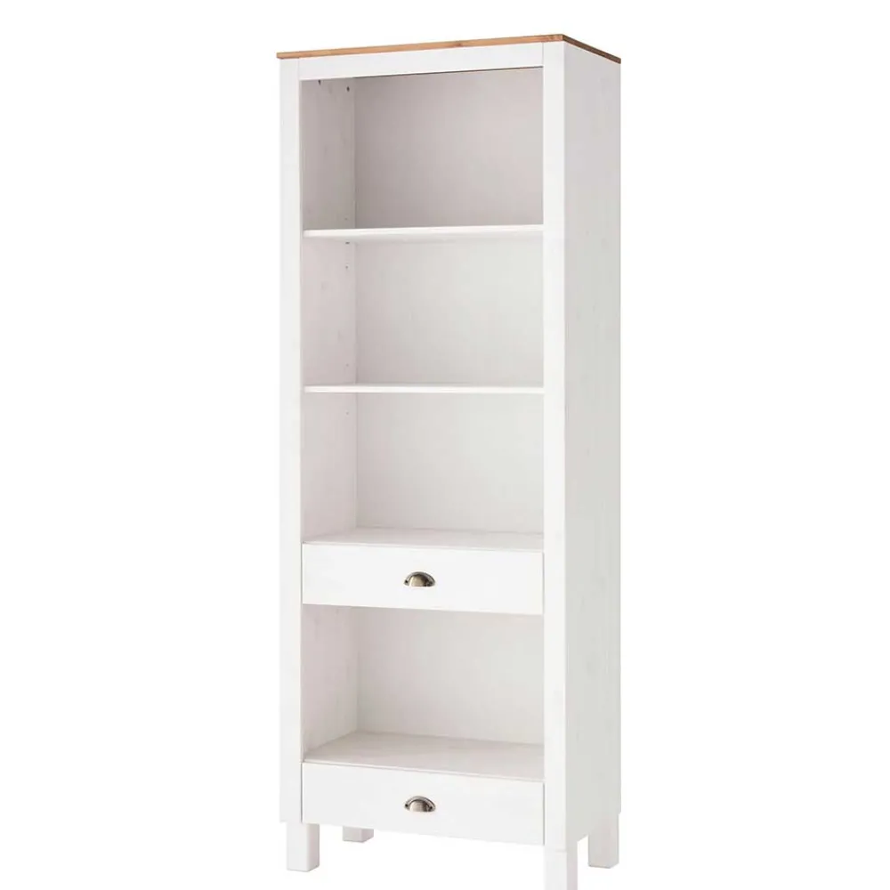 Wohnen 75x205x40 cm Landhausregal in Weiß - Canarius