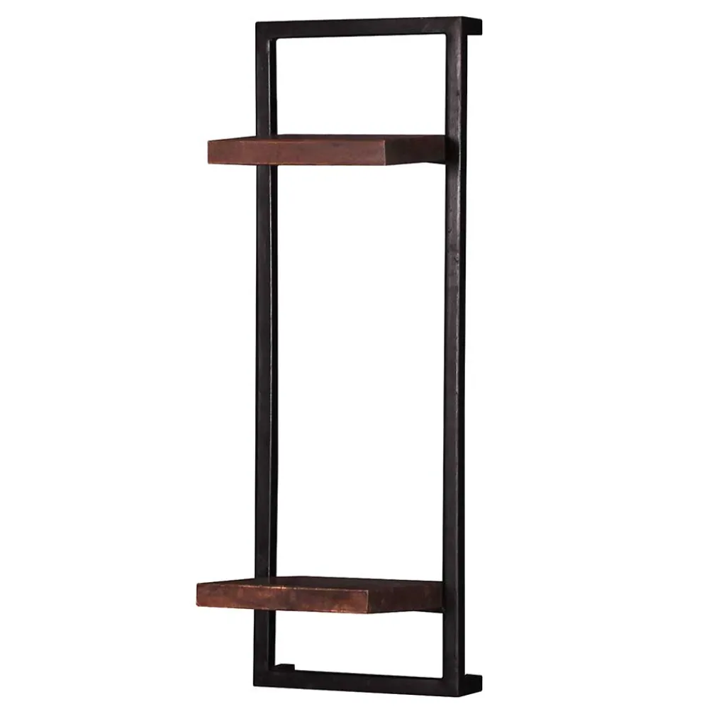 Wohnen 30x80x11 cm Metall Wandregal mit zwei Ablagen - Solapura