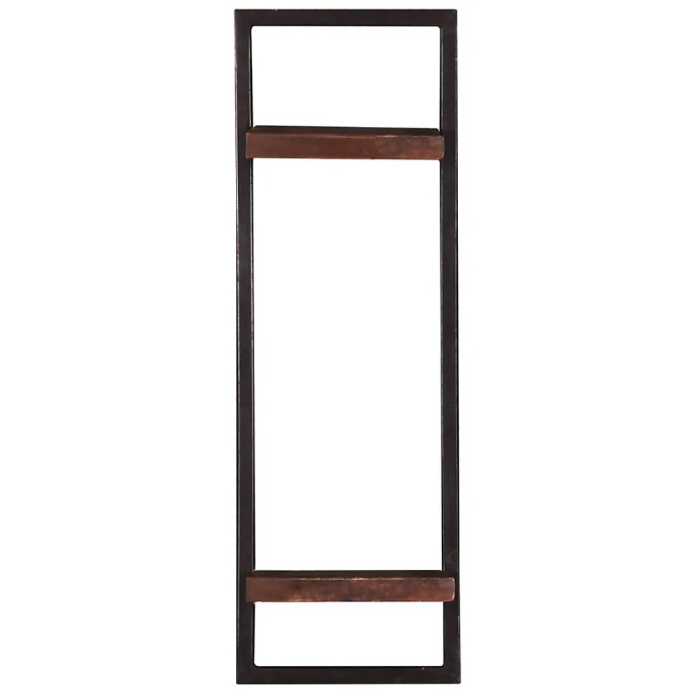 Wohnen 30x80x11 cm Metall Wandregal mit zwei Ablagen - Solapura