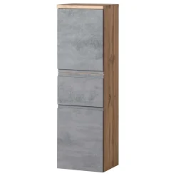 Wohnen 130x40x35 cm Midi Badschrank in Beton & Wildeiche - Mia