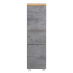 Wohnen 130x40x35 cm Midi Badschrank in Beton & Wildeiche - Mia