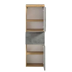 Wohnen 130x40x35 cm Midi Badschrank in Beton & Wildeiche - Mia