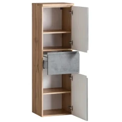 Wohnen 130x40x35 cm Midi Badschrank in Beton & Wildeiche - Mia