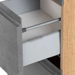 Wohnen 130x40x35 cm Midi Badschrank in Beton & Wildeiche - Mia