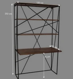 Wohnen 120x202x60 cm Regal mit Schreibtisch im Loft Style - Offia