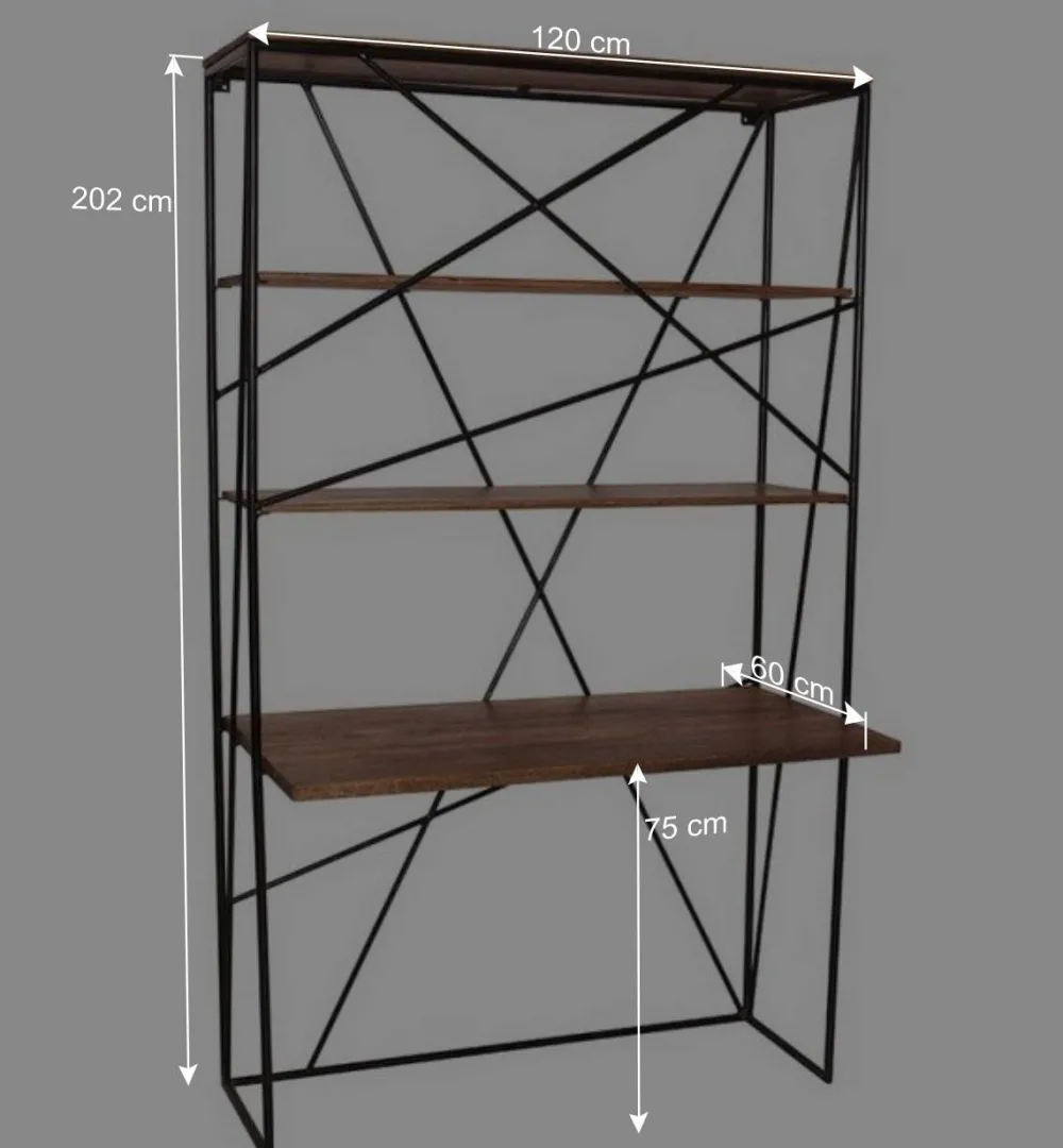 Wohnen 120x202x60 cm Regal mit Schreibtisch im Loft Style - Offia