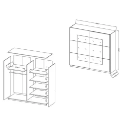Wohnen Jugendzimmerschränke*200x210x61 cm Schwarzer Kleiderschrank mit Schiebetüren - Dinamaro