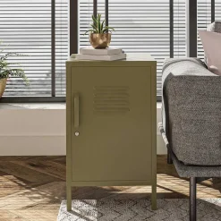Wohnen 38x69x40 cm 1-türige Kommode in Oliv Grün - Austral