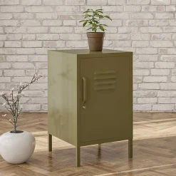 Wohnen 38x69x40 cm 1-türige Kommode in Oliv Grün - Austral