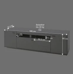 Wohnen 195x60x51 cm TV Board Unterschrank in Weiß - Hazime