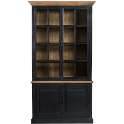 Wohnen Vitrinen|Wohnzimmer-Vitrinen*130x230x47 cm Vintage Vitrine Schrank in Schwarz - Niovan