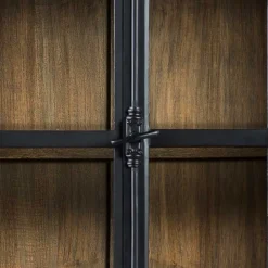 Wohnen Vitrinen|Wohnzimmer-Vitrinen*130x230x47 cm Vintage Vitrine Schrank in Schwarz - Niovan