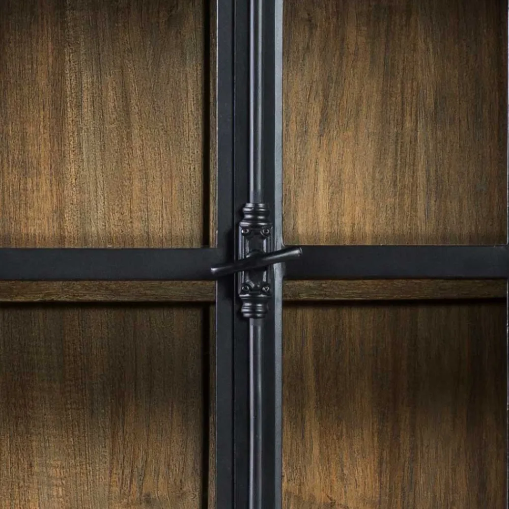 Wohnen Vitrinen|Wohnzimmer-Vitrinen*130x230x47 cm Vintage Vitrine Schrank in Schwarz - Niovan