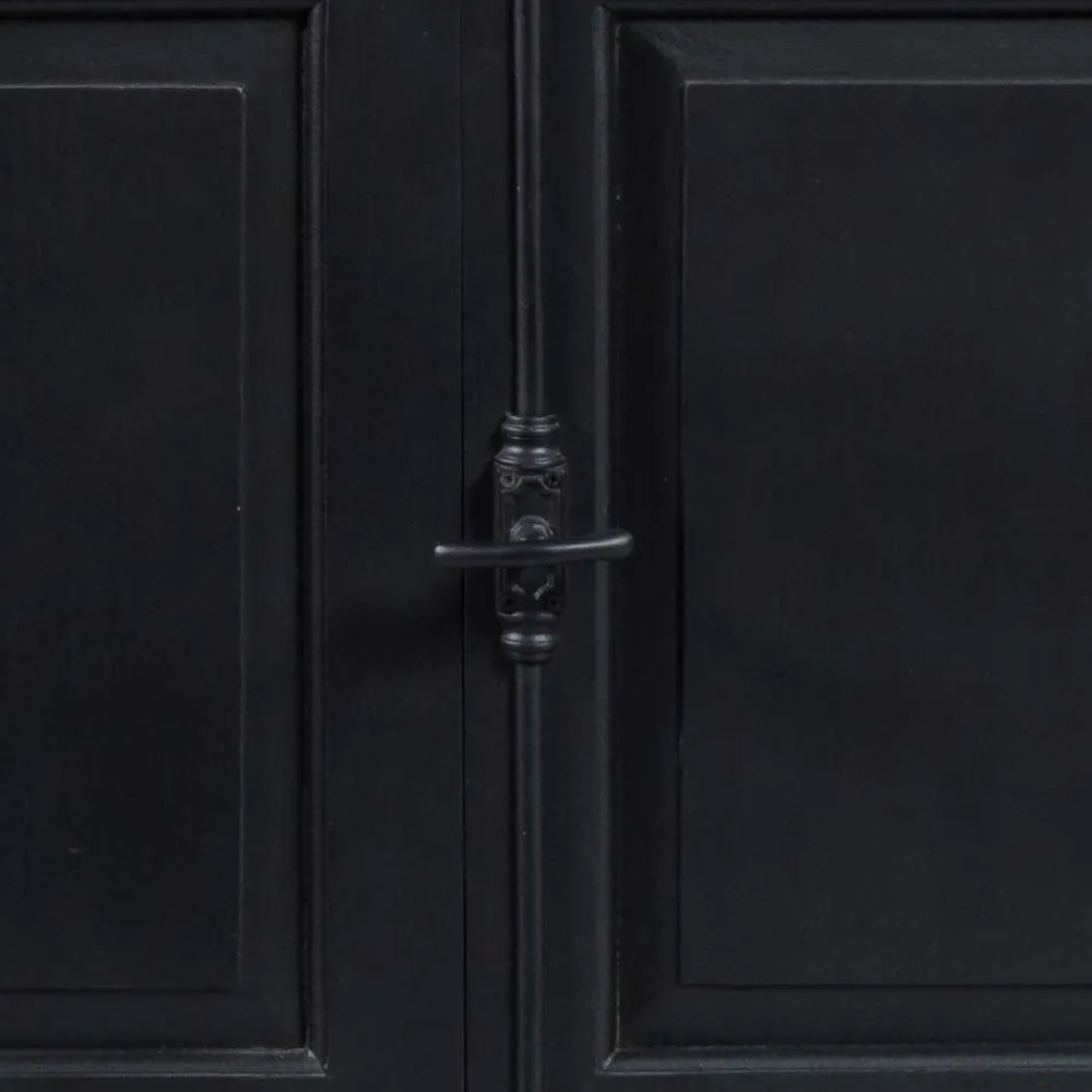 Wohnen Vitrinen|Wohnzimmer-Vitrinen*130x230x47 cm Vintage Vitrine Schrank in Schwarz - Niovan