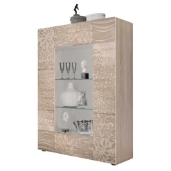 Wohnen Vitrinen|Wohnzimmer-Vitrinen*121x166x42 cm Vitrine mit Muster Print Front - Bielvas