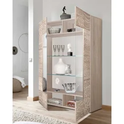 Wohnen Vitrinen|Wohnzimmer-Vitrinen*121x166x42 cm Vitrine mit Muster Print Front - Bielvas