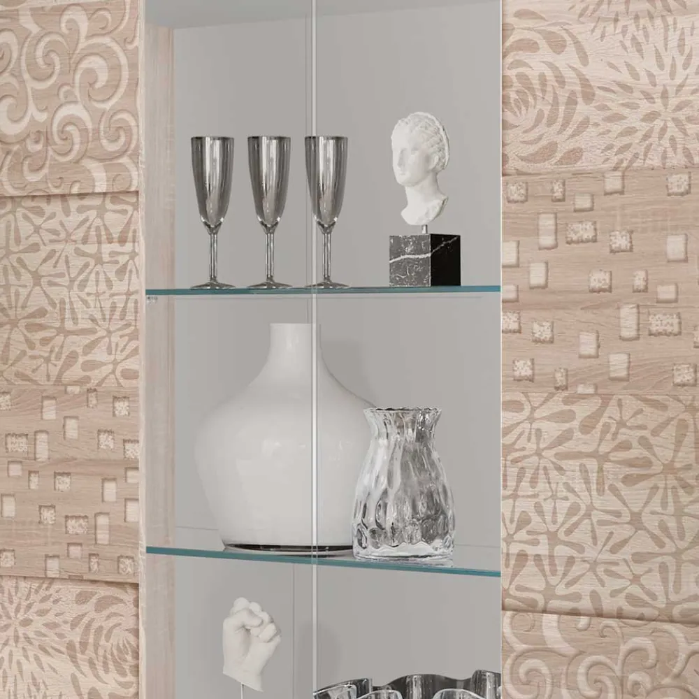 Wohnen Vitrinen|Wohnzimmer-Vitrinen*121x166x42 cm Vitrine mit Muster Print Front - Bielvas