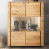 Wohnen Vitrinen|Wohnzimmer-Vitrinen*99x127x42 cm Wildeiche Highboard mit Rauchglas Einsätzen - Cibao