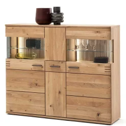 Wohnen 150x121x37 cm Wohnzimmer Schrank in Eiche Bianco - Crupean