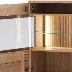 Wohnen 150x121x37 cm Wohnzimmer Schrank in Eiche Bianco - Crupean