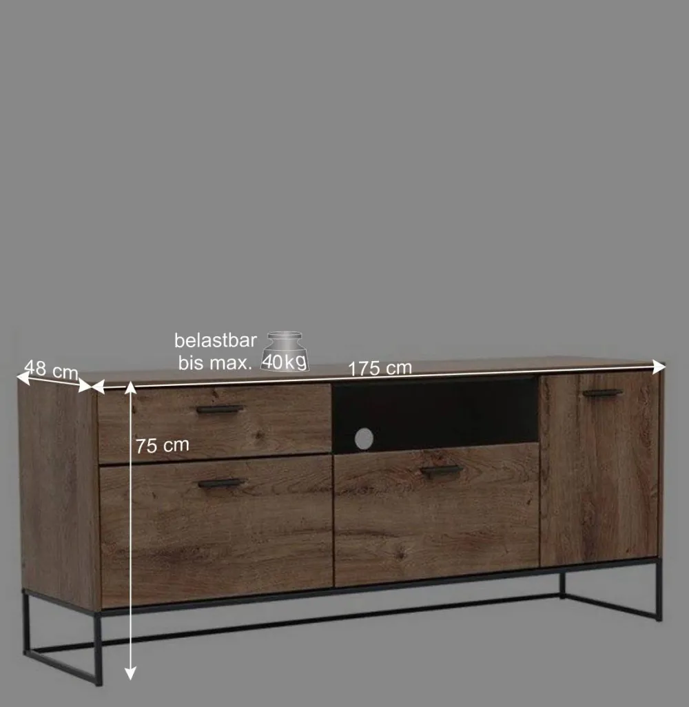 Wohnen Loft Möbel|Industrial Möbel*175x75x48 cm Wohnzimmer Sideboard in Holzoptik - Xindus
