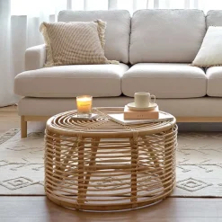 Wohnen Rattanmöbel*66x36x66 Couchtisch aus Rattan Geflecht - Phildel