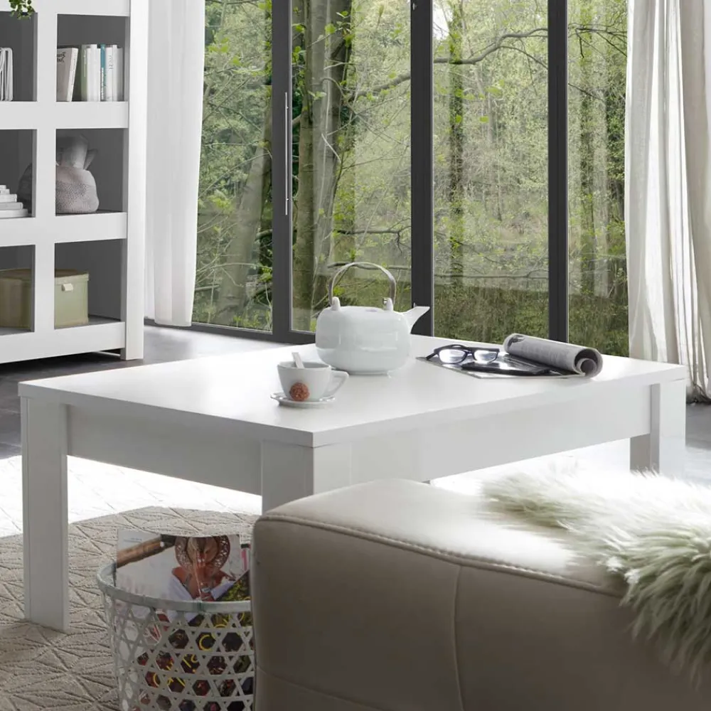 Wohnen 122x45x65 Couchtisch in Weiß lackiert - Mikes